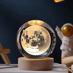 3d Moon crystal ball lamp for birthdays and room decorations