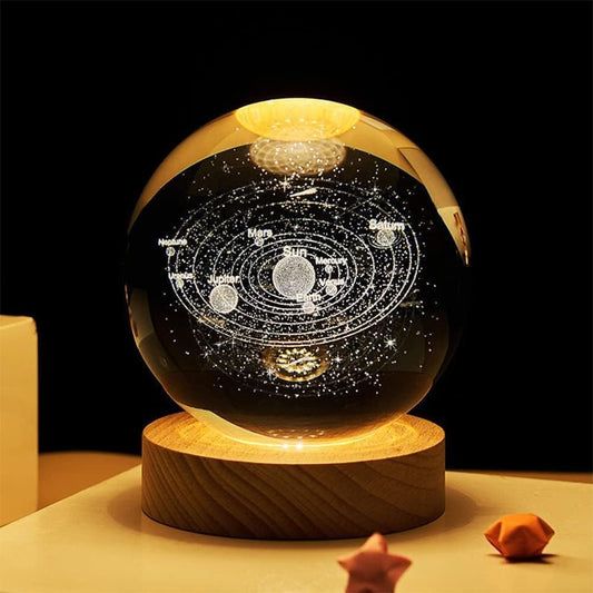 3D Space Galaxy Planet Crystal Ball Night Light Ball