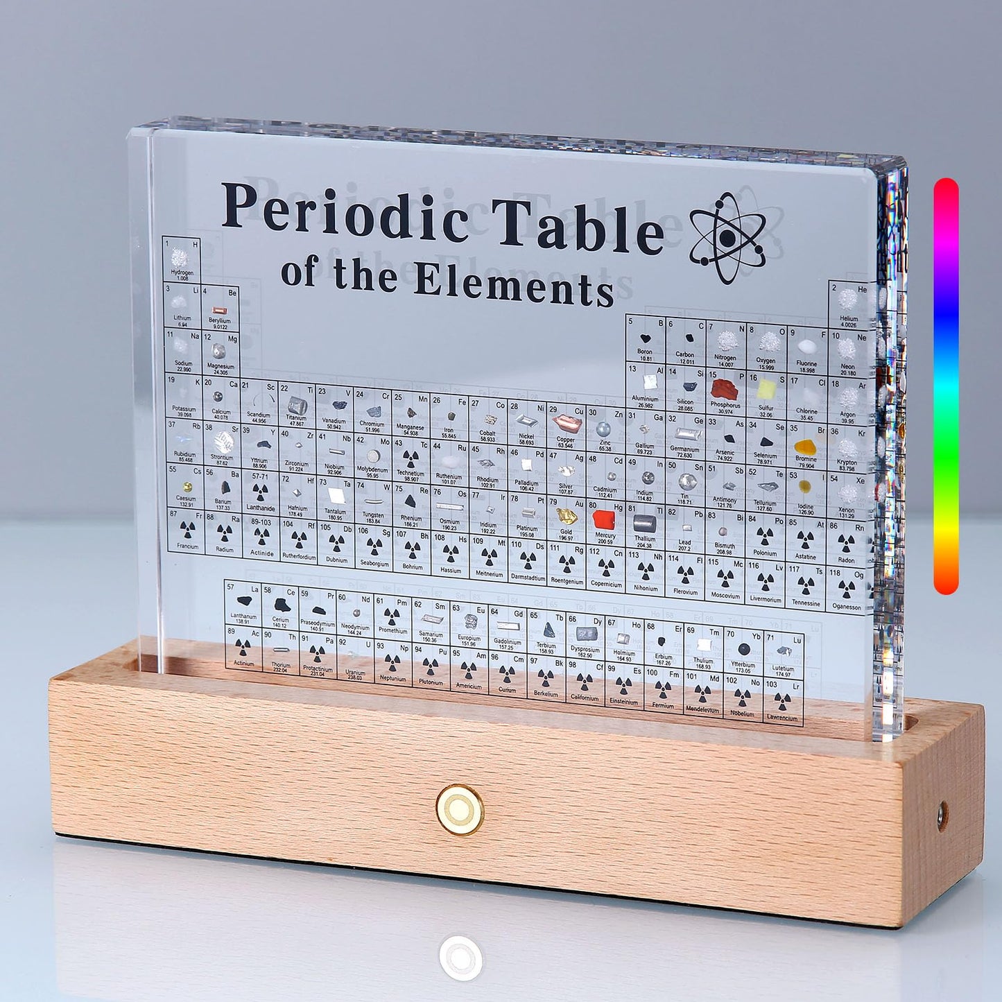 Periodic Table with Real Elements Inside,  8x5x1inch Acrylic Periodic Table Display with 83 Real Elements Samples Craft Decoration Teaching Tool