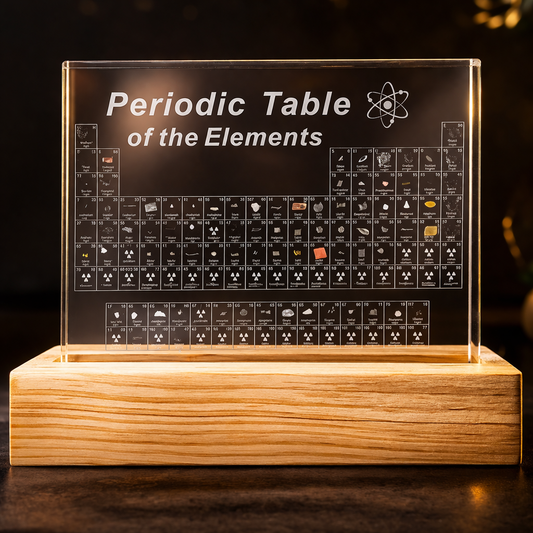 Periodic Table with Real Elements Inside,  8x5x1inch Acrylic Periodic Table Display with 83 Real Elements Samples Craft Decoration Teaching Tool